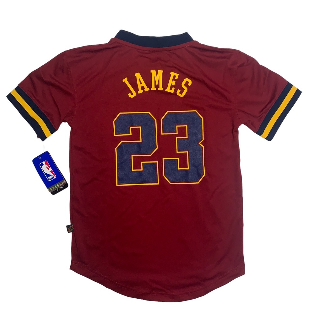 NBA Boys Youth Size M 10/12 LeBron James Short Sleeve Mesh Player Top Burgundy